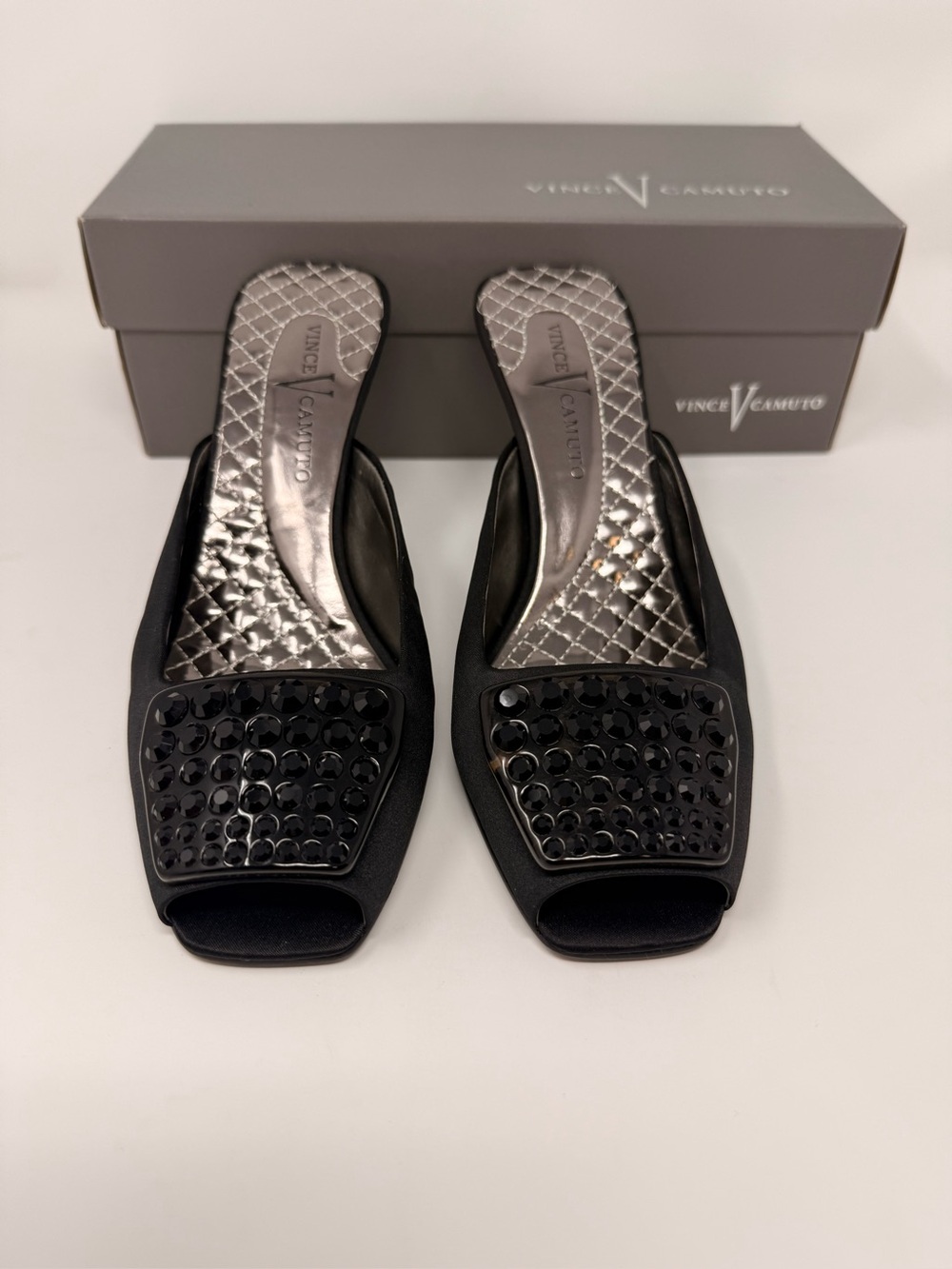 Vince Camuto Black Jeweled Slide Mules
